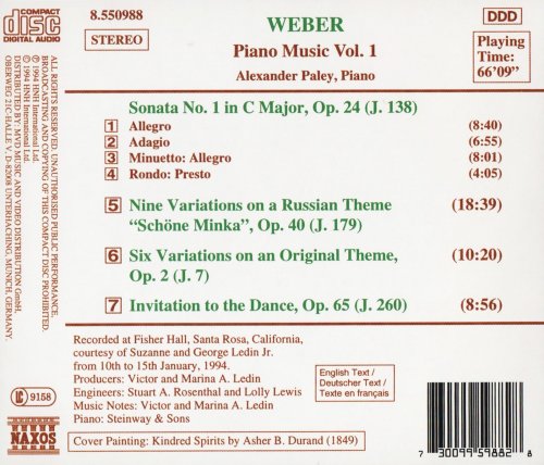 Alexander Paley - Weber: Piano Music, Vol. 1 (1994) CD-Rip