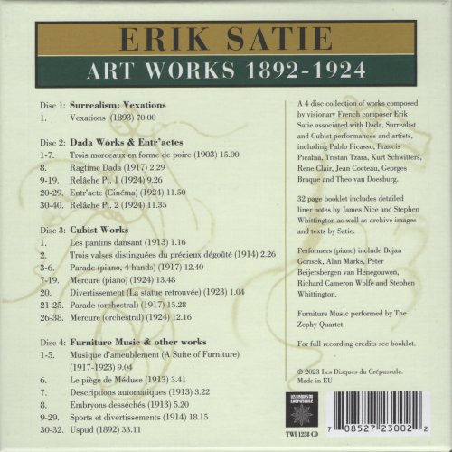 Zephy Quartet, Bojan Gorisek, Alan Marks - Erik Satie: Art Works 1892-1924 (2023) [4CD Box Set]