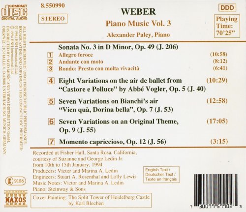 Alexander Paley - Weber: Piano Music, Vol. 3 (1994) CD-Rip