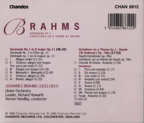 Ulster Orchestra, Vernon Handley - Brahms: Serenade No. 1, Variations on a Theme by Haydn (1989) CD-Rip