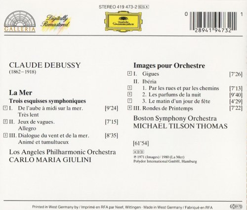 Carlo Maria Giulini, Michael Tilson Thomas - Debussy: La Mer, Images (1987) CD-Rip