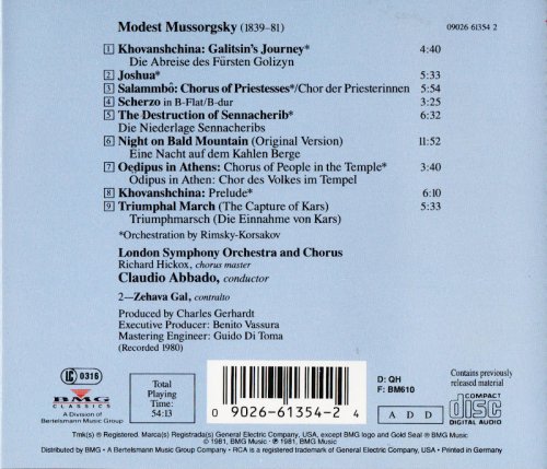 London Symphony Orchestra, Claudio Abbado - Mussorgsky: Orchestral Works (1981) CD-Rip