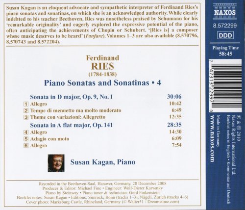 Susan Kagan - Ries: Piano Sonatas and Sonatinas, Vol. 4 (2010) CD-Rip