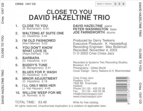David Hazeltine - Close To You (2009) [Hi-Res]