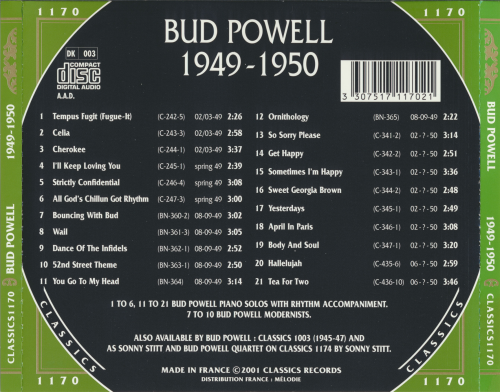 Bud Powell - The Chronological Classics: 1949-1950 (2001)