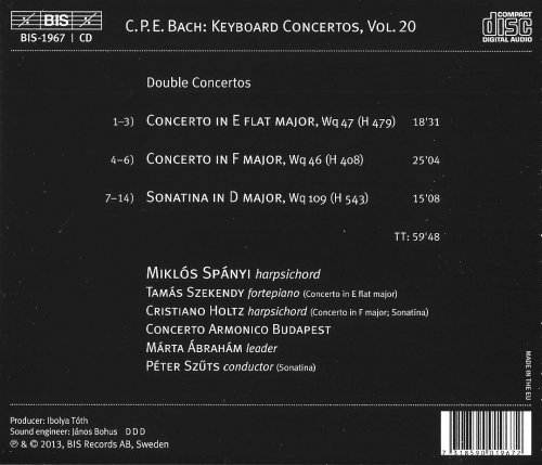 Miklós Spányi, Concerto Armonico, Péter Szütz - C.P.E. Bach: Keyboard Concertos, Vol. 20 (2013) CD-Rip
