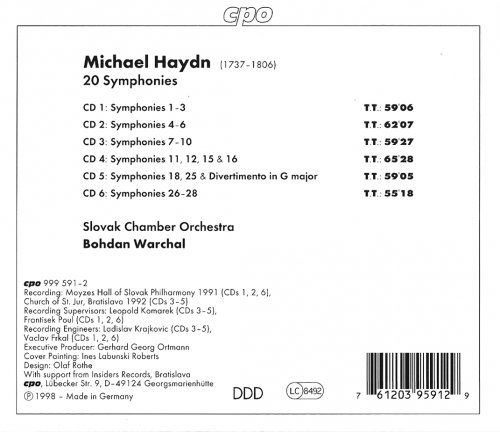 Slovak Chamber Orchestra, Bohdan Warchal - Michael Haydn: 20 Symphonies (6CD) (1998) CD-Rip