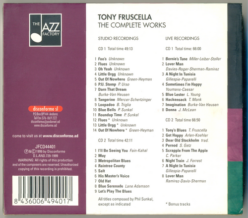 Tony Fruscella - The Complete Works (4CD BoxSet) (1999) CD-Rip