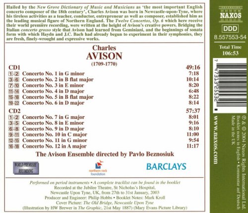 The Avison Ensemble, Pavlo Beznosiuk - Avison: Twelve Concertos, Op.6 (2004)