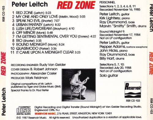 Peter Leitch - Red Zone (1987) FLAC