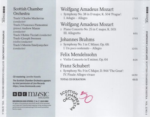 Scottish Chamber Orchestra, Francesco Piemontesi, Joseph Swensen, Sir Charles Mackerras, Andrew Manze, Robin Ticciati, Maxim Emelyanychev - Symphonic Landscapes: Works By Mozart, Brahms, Schubert & Mendelssohn (2024)