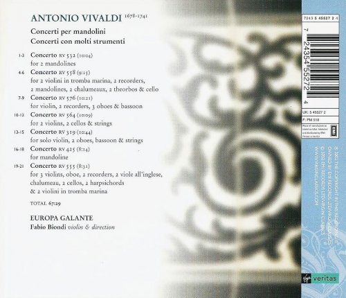 Europa Galante, Fabio Biondi - Vivaldi: Concerti per mandolini, Concerti com molti strumenti (2002) CD-Rip