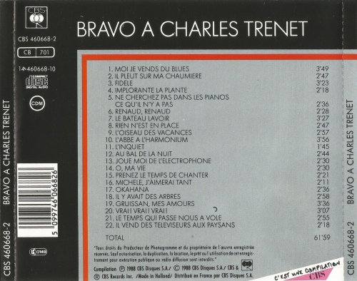 Charles Trenet - Bravo a Charles Trenet: 22 Titres Originaux (1988) CD-Rip