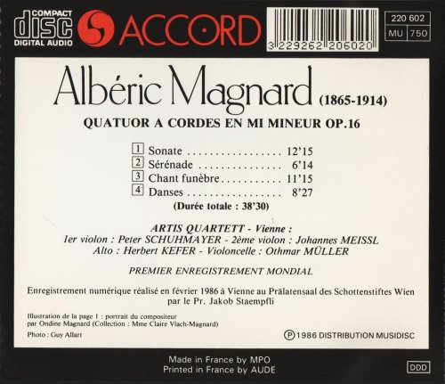 Artis Quartett - Magnard: String Quartet (1986) CD-Rip