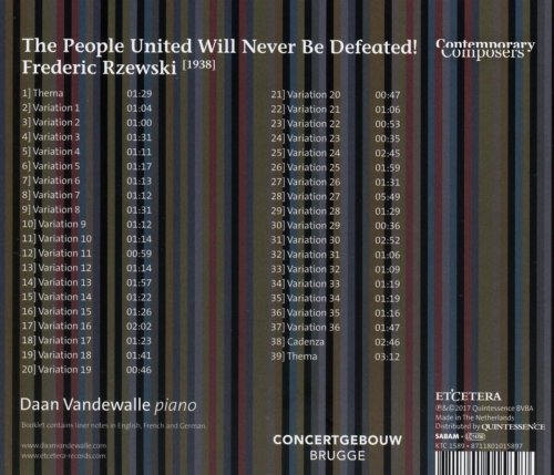 Daan Vandewalle - Rzewski: The People United Will Never Be Defeated! (Gapless) (2017)