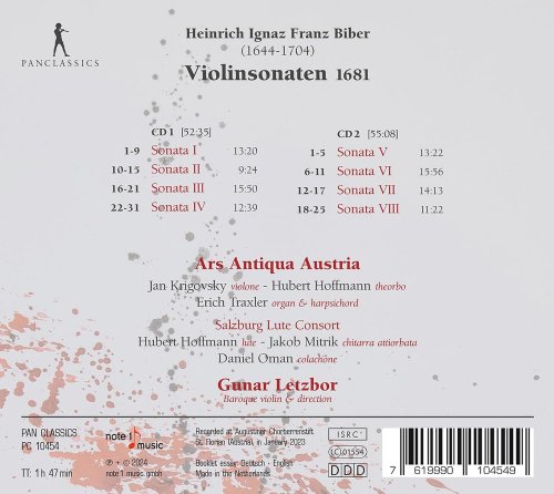 Gunar Letzbor, Ars Antiqua Austria - Biber: Violin Sonatas Nos. 1-8, C. 138-145 (2024) [Hi-Res]
