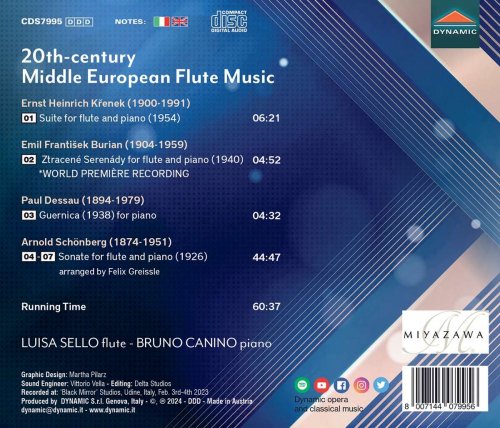 Luisa Sello, Bruno Canino - 20th-Century Middle European Flute Music (2024) [Hi-Res]