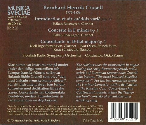 Swedish Radio Symphony Orchestra, Okko Kamu - Crusell: Concertante Music for Clarinet (1993) CD-Rip