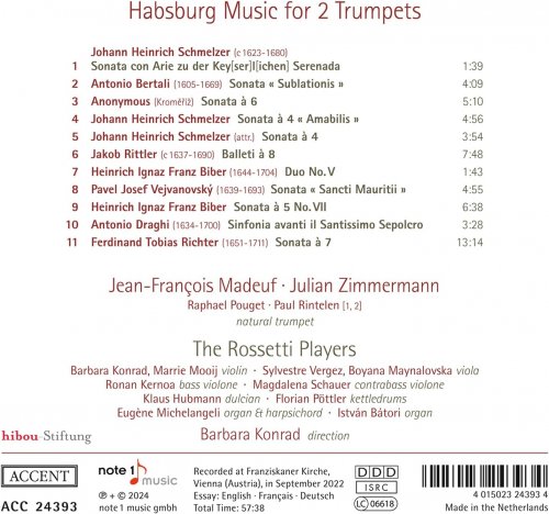 Jean-François Madeuf, Julian Zimmermann, Barbara Konrad, The Rossetti Players - Habsburg Music for 2 Trumpets (2024)