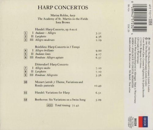 Marisa Robles, The Academy of St.Martin-in-the-Fields, Iona Brown - Handel, Boieldieu, Ditterdorf, Mozart: Harp Concertos (1990) CD-Rip