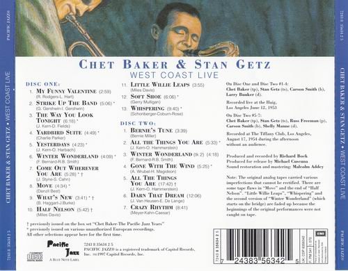 Chet Baker & Stan Getz - West Coast Live (1997)