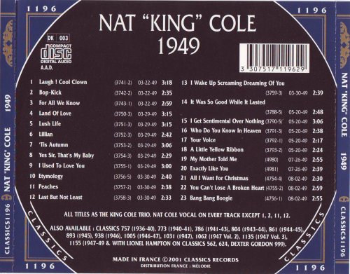 Nat "King" Cole - The Chronological Classics: 1949 (2001)