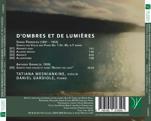 Tatiana Mesniankine, Daniel Gardiole - Sergei Prokofiev, Anthony Girard: D'ombres et de Lumières (Sonata for Violin and Piano No. 1 Op. 80, in F Minor - Sonate pour violon et piano "Behind the light") (2024) [Hi-Res]