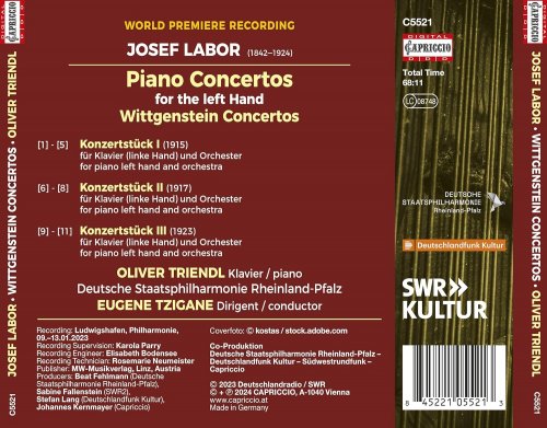 Oliver Triendl, Deutsche Staatsphilharmonie Rheinland-Pfalz, Eugene Tzigane - Labor: Piano Concertos for the Left Hand Nos. 1-3 (2024) [Hi-Res]