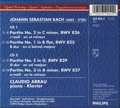 Claudio Arrau - The Final Sessions Vol. 4: Bach (1993) CD-Rip