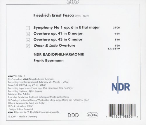 NDR Radiophilharmonie, Frank Beermann - Fesca: Symphony No. 1, Three Overtures (2007) CD-Rip
