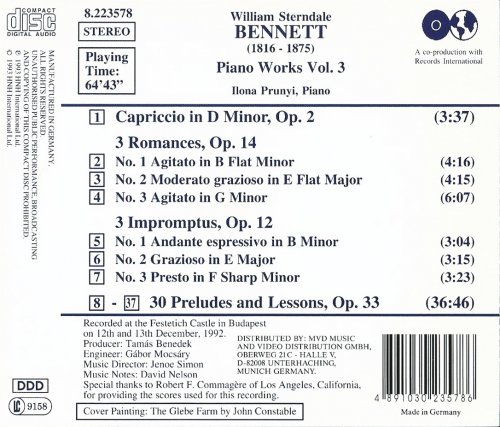 Ilona Prunyi - Sterndale Bennett: Piano Works, Vol. 3 (1993) CD-Rip