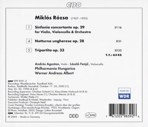 Philharmonia Hungarica, Werner Andreas Albert - Miklós Rózsa: Sinfonia concertante, Tripartita (2005) CD-Rip