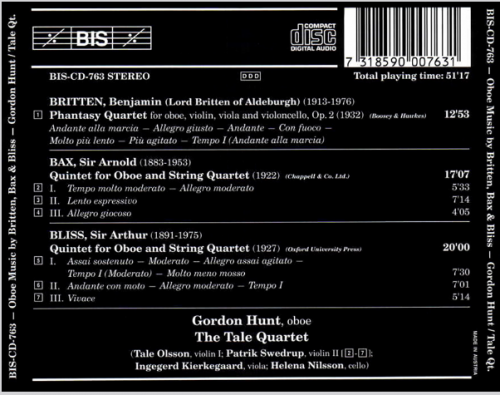 Gordon Hunt, The Tale Quartet - Britten: Phantasy Quartet / Bax, Bliss: Oboe Quintets (1997)