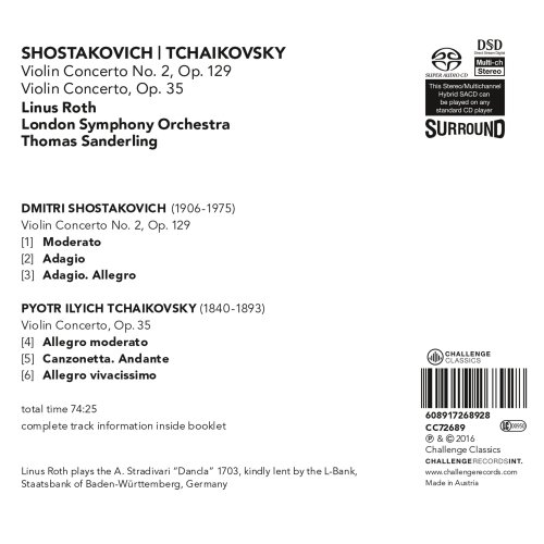 Linus Roth, Thomas Sanderling - Shostakovich: Violin Concerto No. 2, Op. 129 & Tchaikovsky: Violin Concerto, Op. 35 (2016) [2019 SACD]