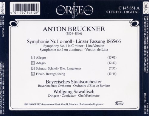 Bayerisches Staatsorchester, Wolfgang Sawallisch - Bruckner: Symphony No. 1 (1986)