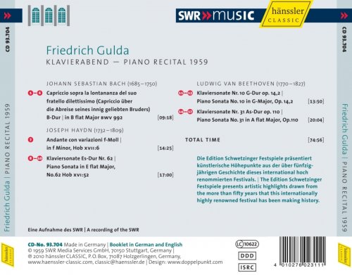 Friedrich Gulda - Johann Sebastian Bach, Joseph Haydn, Ludwig van Beethoven: Piano Recital 1959 (2010)