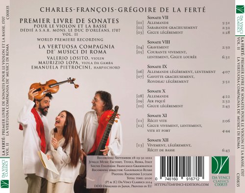 La Vertuosa Compagnia de' Musici di Roma - La Ferté: Premier Livre de Sonates pour le violon et la basse (Dédié a s.A.R. Mons. Le duc d'orléans, 1707 - vol..II - world premiere recording) (2024)