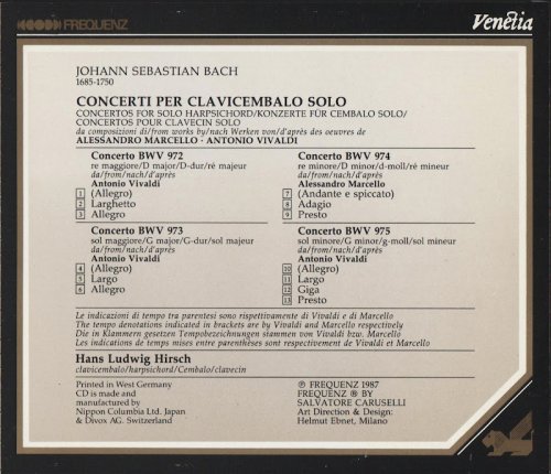 Hans Ludwig Hirsch - J.S. Bach: Konzerte für Cembalo Solo, Vol. 1 (1987) CD-Rip
