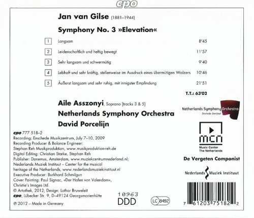 Netherlands Symphony Orchestra, David Porcelijn - Jan van Gilse: Symphony No. 3 “Elevation” (2012) CD-Rip