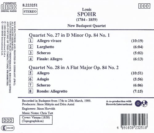 New Budapest Quartet - Spohr: String Quartets Vol. 1 (1989) CD-Rip