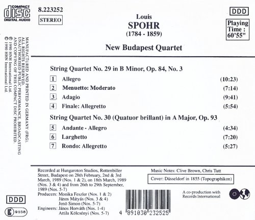 New Budapest Quartet - Spohr: String Quartets Vol. 2 (1990) CD-Rip