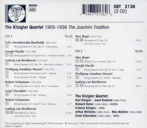 The Klingler Quartet - The Joachim Tradition (1998)