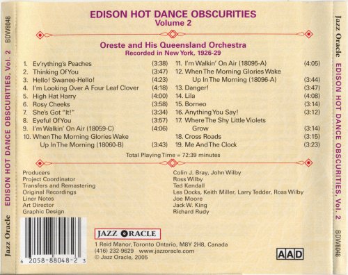 Oreste and His Queensland Orchestra - Edison Hot Dance Obscurities, Vol. 2 (2005)