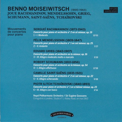 Benno Moiseiwitsch - Benno Moiseiwitsch joue Rachmaninov, Mendelssohn, Grieg, Schumann, Saint-Saens, Tchaikovski (2020)