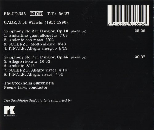 Stockholm Sinfonietta, Neeme Järvi - Gade: Symphonies No. 2 & No. 7 (1987) CD-Rip