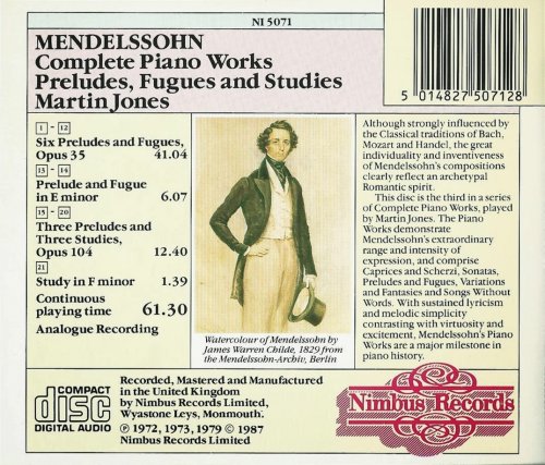 Martin Jones - Mendelssohn: Preludes & Fugues (1987) CD-Rip