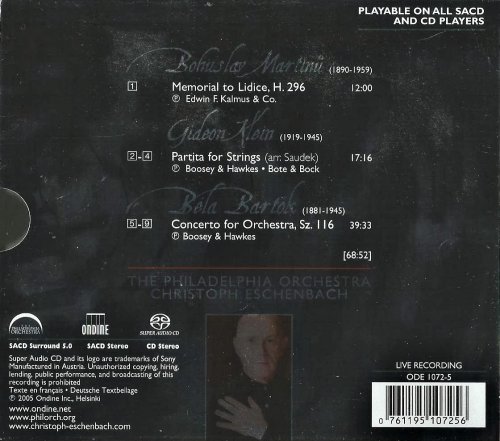 The Philadelphia Orchestra Christoph Eschenbach - Martinu, Gideon Klein, Bartók: Symphonic Works (2005) CD-Rip