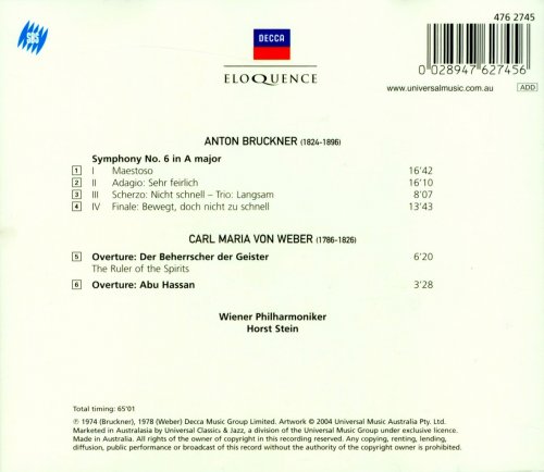 Wiener Philharmoniker, Horst Stein - Bruckner: Symphony No. 6, Weber: Overtures (2004)
