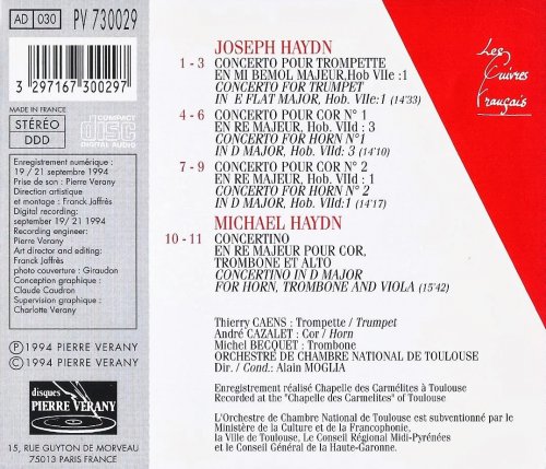 Thierry Caens, André Cazalet, Michel Becquet, Alain Moglia - J. Haydn: Trumpet, Horn Concertos / M. Haydn: Trombone Concertino (1994) CD-Rip