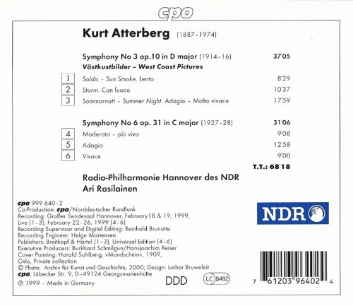 Ari Rasilainen - Kurt Atterberg: Symphonies Nos. 3 & 6 (1999) CD-Rip
